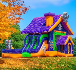 Spooky Halloween Bounce Castle dual lane slide