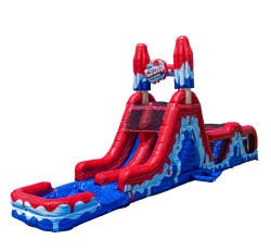 Red White & Cool 50ft Obstacle Course W/ 18' Dual Lane Slide